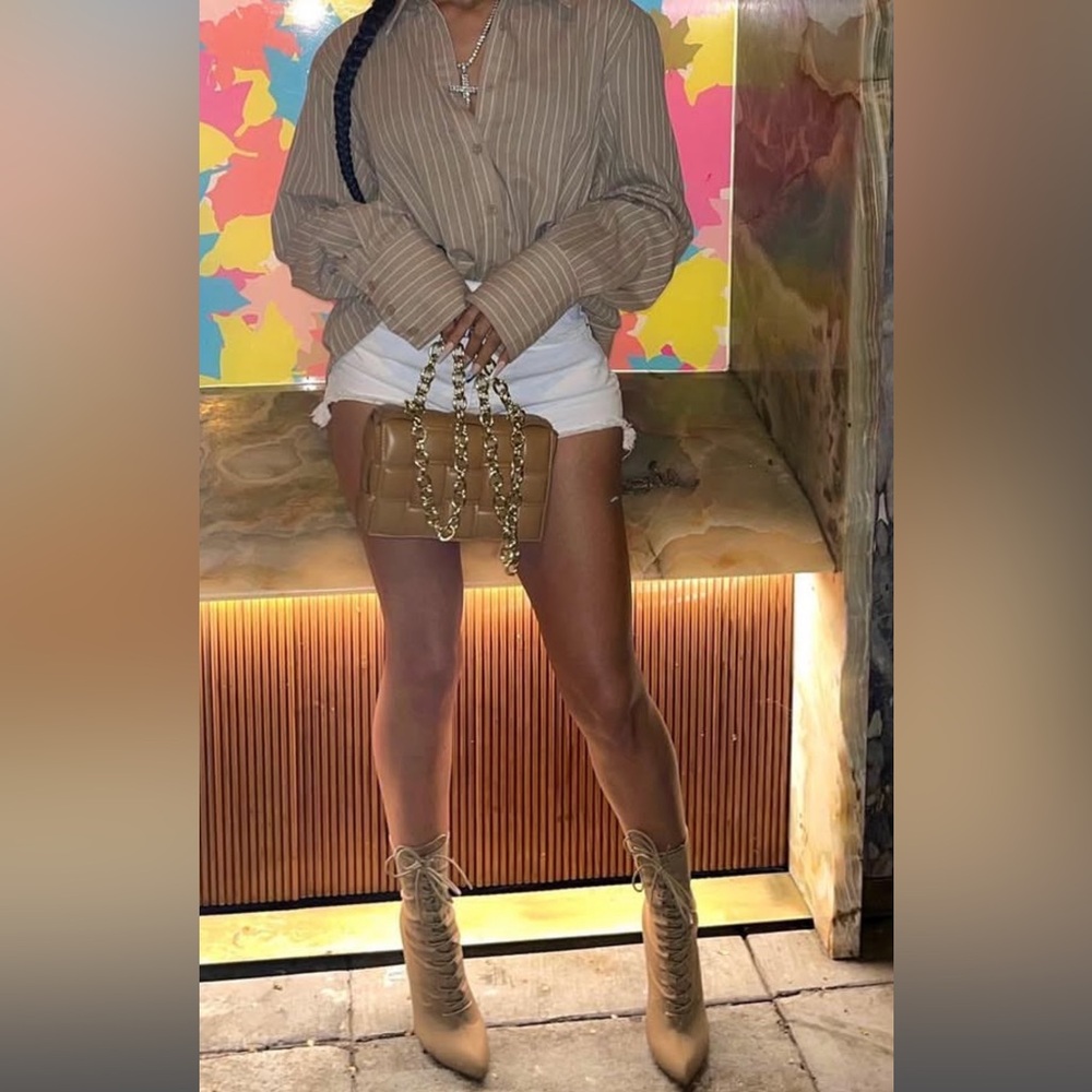 Fashion Nova Tan Lace-Up Women's Boots